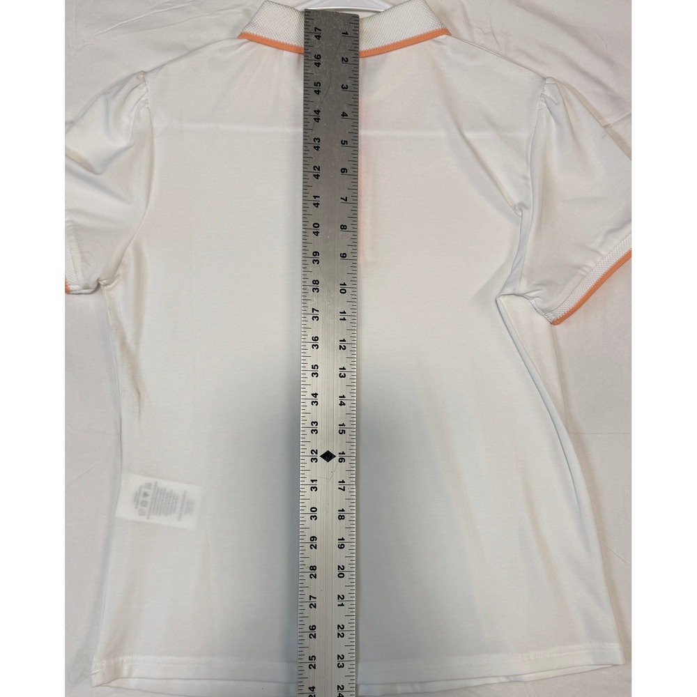 FootJoy Womens ProDry Cap Sleeve Golf Polo White Orange Trim 38903 Small NWT - Picture 5 of 8